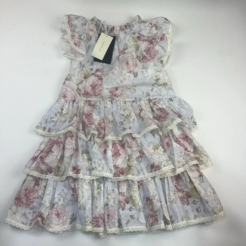 Trish Scully NWT Pink Lace Girls Dress Size 8 Floral Dressy Formal New Ruffles